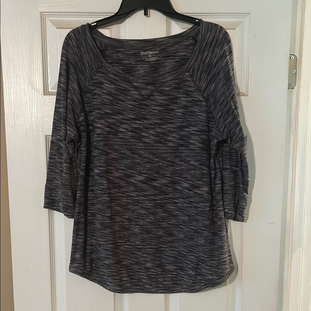 Ruff Hewn Black and Gray Bell Sleeve Blouse
